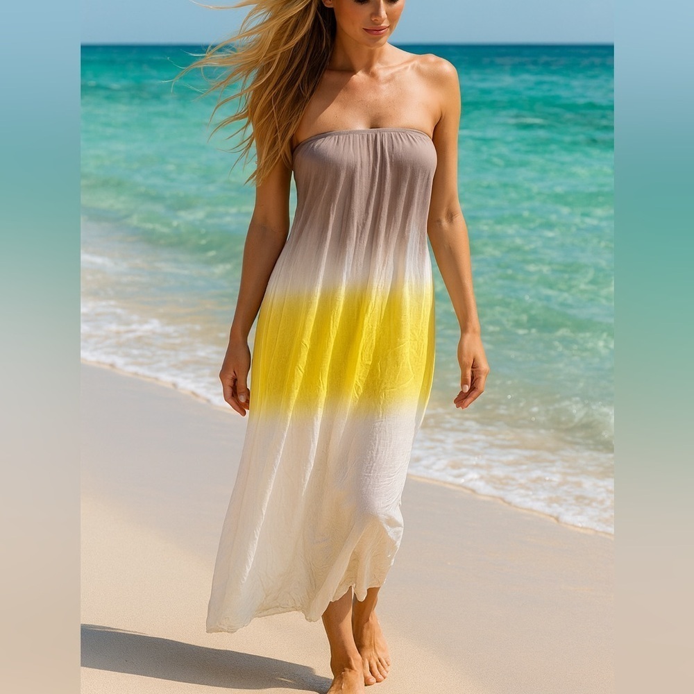New with Tags YFB Tie Dye Strapless Maxi Dress, Size Small